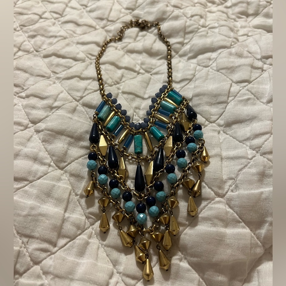 Attractive Stella & Dot Malta Bib Necklace BLUE